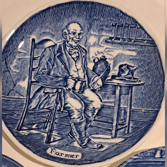 3 Antique Enoch Wedgwood (Tunstall)Ltd Huntsmen, Farm & Game Keeper Salt Plates. - Picture 2 of 7